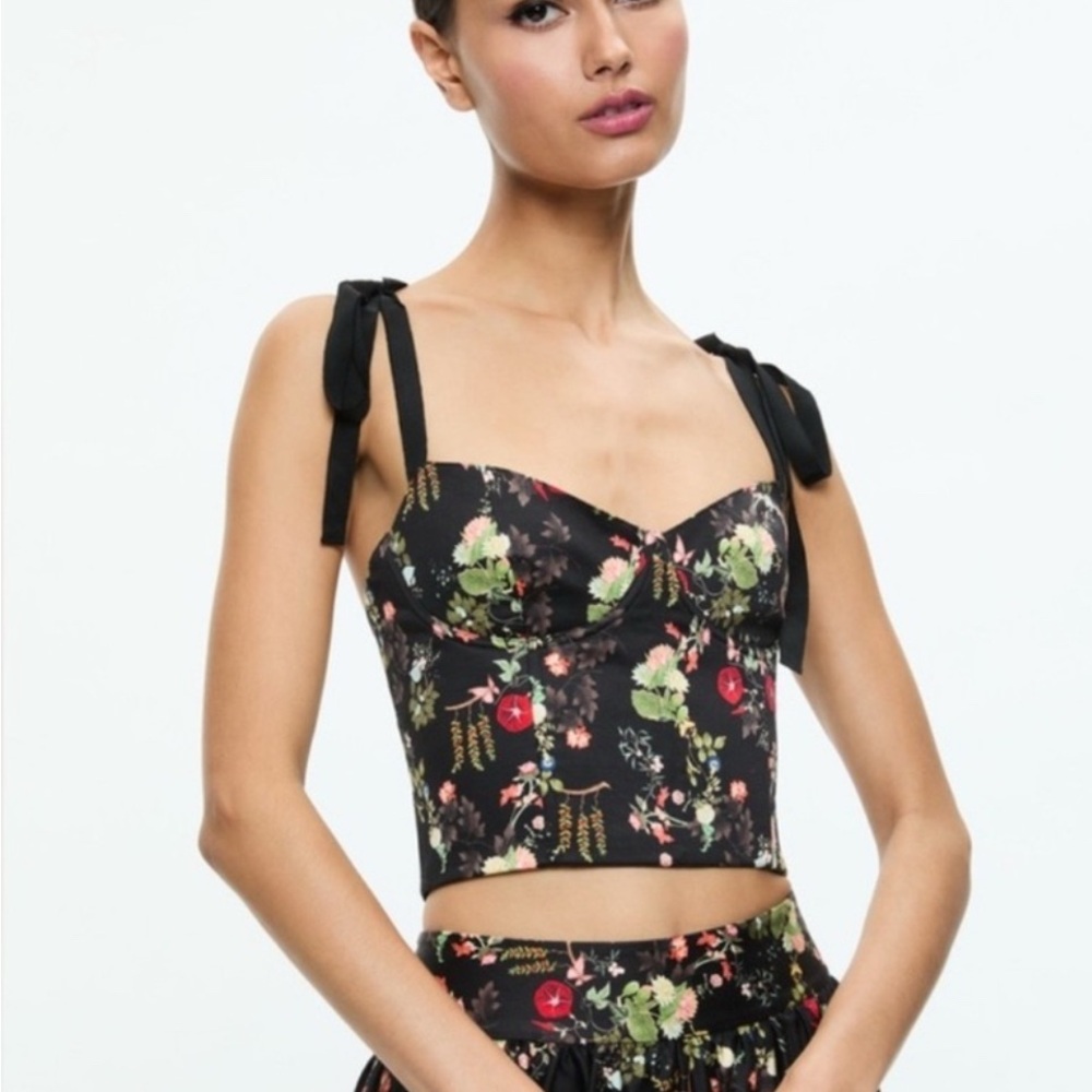 Alice + Olivia Black Floral Crop Top (i have the matching skirt , size 6)